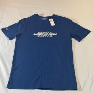 American Eagle Outfitters Royal Blue Tee with White Logo